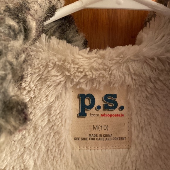 Aeropostale Cable Knit Faux Fur Hood Red Button Down Cardigan w/ Waist Tie - Picture 4 of 5